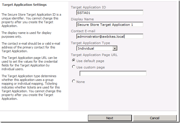 Target Application Settings