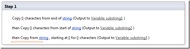 Utility Activities for: Extract Substring from End of String, Extract Substring from Start of String, and Extract Substring of String from Index with Length