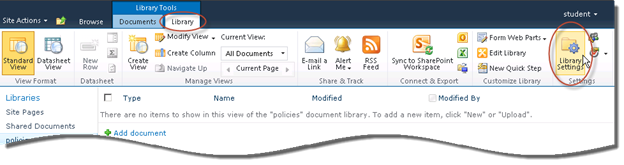 SharePoint Library Settings