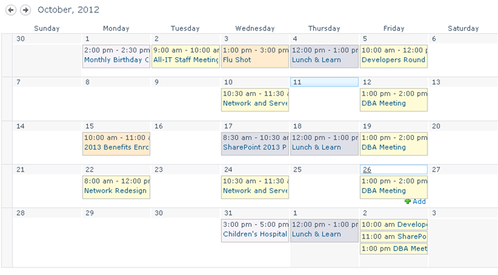 color-code events on a SharePoint Calendar