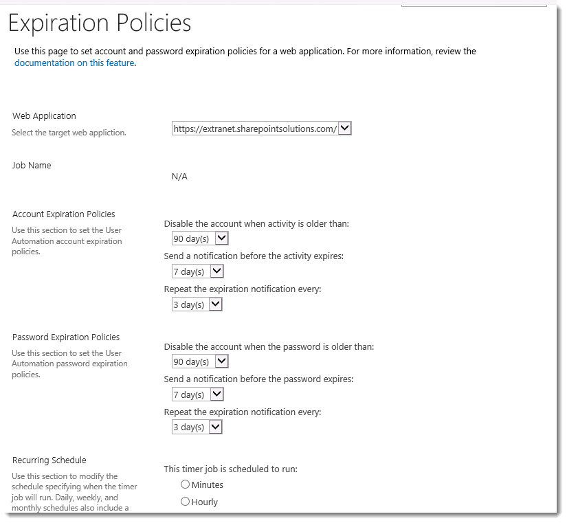 ExCM 2013 R2 Expiration Policies