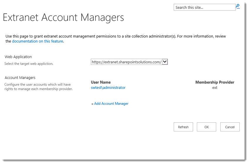 ExCM 2013 R2 Extranet Account Managers