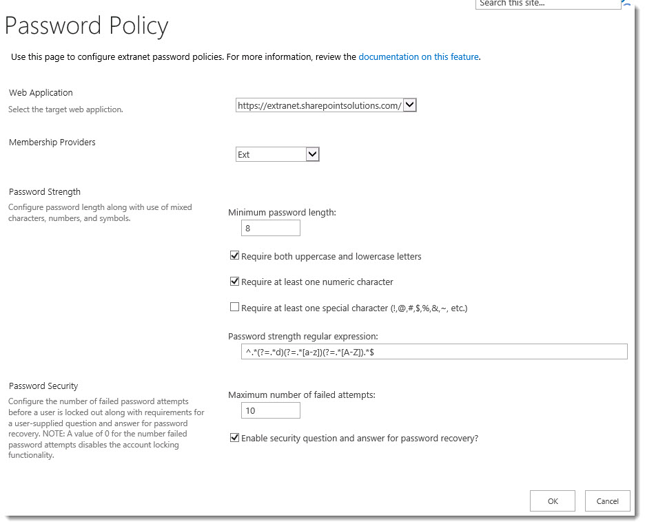 ExCM 2013 R2 Password Policy Settings